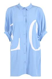Celine Blue Oversized Love Oversized Shirt Dress Shirt Dresses Miss G Couture