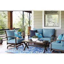 Allen Roth Atworth Set Of 2 Metal Spring Motion Conversation Chair S With Peacock Blue Cushioned Seat Lowes Com Metal Patio Furniture Blue Patio Furniture Furniture