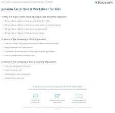 Out of 14, 12 answers were correct. Judaism Facts Quiz Worksheet For Kids Study Com