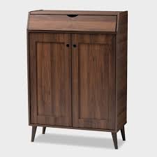 4.8 out of 5 stars. Cormier Walnut Finished 2 Door Wood Entryway Shoe Storage Cabinet Brown Baxton Studio Target