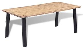 Wooden kitchen table with metal legs. Vidaxl Solid Acacia Wood Dining Table Brushed Tabletop With Metal Legs 66 9 Industrial Dining Tables By Virventures Houzz