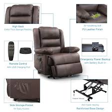 devaise dual motor power lift recliner chair for elderly living room sofa chair with remote control usb port brown recliner leather upholstery lift recliners