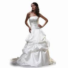 David s bridal strapless satin ballgown w pick up and sash 81123. Strapless Ballgown Style Wedding Gown With A Drop Waist And Pick Up Skirt Satin With Beading Global Sources