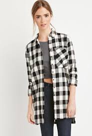 Black And White Buffalo Plaid Shirt Womens Buffalo Plaid Longline Shirt Casual Shirt Women Plaid Shirt Women Fashion