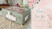 Floral tea box; Handmade wooden gift box; Decoupage home decor ideas; DIY  kitchen decor