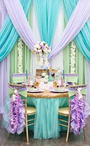 Mermaid Party Table Set Up Perfect For Baby Showers Or Kid S Birthday Parties Bridal Party Tables Kids Party Decorations Birthday Party Tables