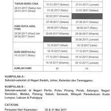 Berikut dikongsikan tarikh cuti umum dan cuti sekolah seluruh malaysia bagi tahun 2021. 43 Minggu Persekolahan Tahun 2017 Berserta Tarikh Dan Cuti Umum