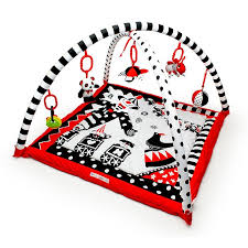 A playmat offers a variety of visuals, sounds and textures, whereas most swings and bouncers may only have one or two small plush toys. Black White Red Activity 3d Playmat Gym