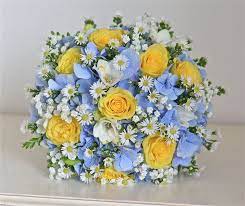 Lackingone eternal silk artificial flowers bouquet with stems, rose hydrangea realistic flower arrangements, white blue yellow fake flowers bouquet for home. Pin By Caitlin Gray On Wedding Bride Yellow Wedding Flowers Yellow Rose Wedding Blue Wedding Flowers