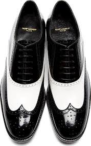 Black And White Wingtip Shoes Mens Saint Laurent Black White Leather University Richelieu Spectator Shoes Ssense Spectator Shoes Mens Shoes Boots Black And White Shoes
