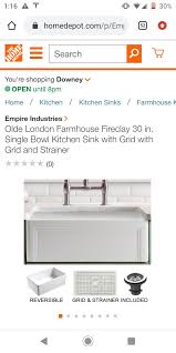 Empire Industries Olde London Farmhouse Fireclay 30 In Single Bowl Kitchen Sink With Grid With Grid And Strainer Ol30g The Home Depot In 2020 Single Bowl Kitchen Sink Drop In Farmhouse