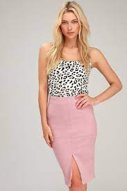 It fastens with magnetic buttons and hooks. Chic Pencil Skirt Vegan Suede Skirt Blush Pink Suede Skirt Lulus