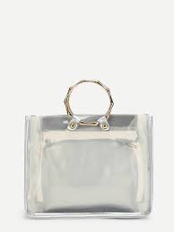 Double Handle Clear Bag With Inner Clutch Clear Bags Double Handle Bags
