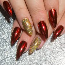 Red Chrome Nails Stiletto Fake Nails Christmas False Nails Etsy In 2020 Red Chrome Nails Glue On Nails Christmas Nails Acrylic