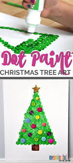 Dot Paint Christmas Tree On Canvas Christmas Tree Art Christmas Tree Painting Christmas Arts And Crafts