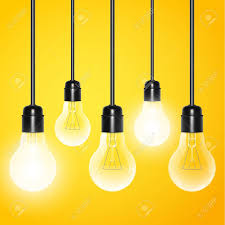 Hanging Light Bulbs With A Few Glowing On A Yellow Background Royalty Free Cliparts Vectors And Stock Illustration Image 51376607