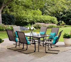 7piece Patio Dining Set Tempered Glass Table Top Waterproof Chairs Furniture New Mainstays Patio Dining Set Patio Outdoor Dining Set