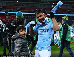 Pep guardiola says sergio aguero is trying to focus on his comeback despite losing his former father in law diego maradona this week. Sergio Aguero S Son Benjamin Celebrates Man City S Win Daily Mail Online