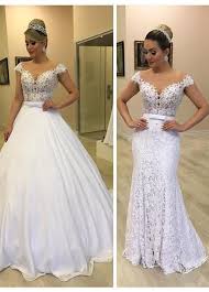 Simple Wedding Dresses Modern Tulle Lace Jewel Neckline 2in 1 Wedding Dresses With Detachable Skirt Bowknot Beadings In 2020 Detachable Wedding Dress Convertible Wedding Dresses Chiffon Wedding Gowns