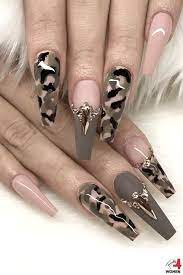 Caring Black Korean Nail Patterns For Blondes In 2020 Camouflage Nails Camo Nails Luxury Nails