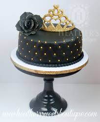 Black And Gold Birthday Cake For Her Heather S Sweets Boutique 14th Birthday Cakes 21st Birthday Cakes Birthday Cake Crown