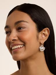 Huggie Earrings Ted Baker Earrings John Lewis Ted Baker Florence Crystal  Flower Huggie Earrings, Silver