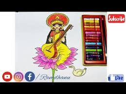 How To Sketch Colour Goddess Saraswati Devi Easy Saraswatimata 2019 Drawing Youtube Saraswati Devi Easy Drawings Saraswati Mata