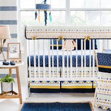 Gold and white polka dot crib bed skirt for amelia baby bedding sets by sweet jojo designs. Navy Gold Mint Aztec Crib Bedding Desert Sky Collection