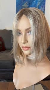 Carlette Light Density Topper 100% Human Hair Topper Highlighted and Rooted  Blonde 27/613 Silk Top Parting The Wig Witch
