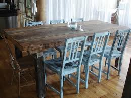 Distressed kitchen & dining room sets : Dan Faires Rustic Dining Room With Distressed Blue Chairs Hgtv
