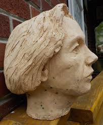 Vintage POTTERY HEAD , Woman Art Class , CLAY Terracotta , Southern United  States Studio Work , Signed C1960s, 7 X 9 1/2 In.