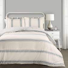 Over 20 years of experience to give you great deals on quality home products and more. Amazon Com Lush Decor Comforter Farmhouse Stripe 3 Piece Reversible Bedding Set Full Queen Blue Home Kitchen