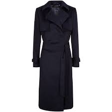 Jaeger Wool Trench Coat Navy 25 775 Rub Liked On Polyvore Featuring Outerwear Coats Knee Length Coat Wool W Wool Trench Coat Navy Wool Coat Trench Coat