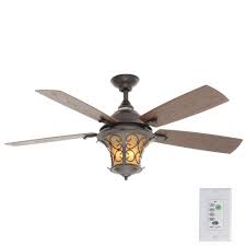 Hampton Bay Veranda Ii 52 In Indoor Outdoor Natural Iron Ceiling Fan With Light Kit And Remote Control With Images Ceiling Fan Ceiling Fan With Light Fan Light