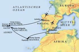 Karte von sao miguel, azoren (portugal, açores). Von Porto Nach Malaga Kreuzfahrt Mit Artania