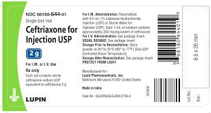 ceftriaxone for injection usp 250 mg 500 mg 1 g and 2 g