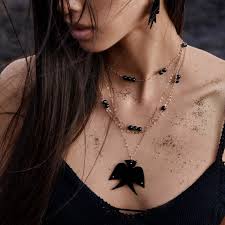 Achat Collier Ginette NY GEORGIA en or rose et obsidiennes