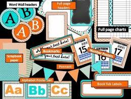 Teal Orange Themed Classroom Decor Kit Editable Classroom Decor Classroom Decor Themes Decor Kits