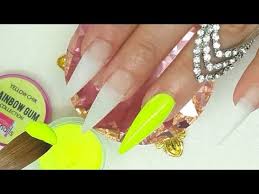 Diseños de uñas acrilicas de colores. Unas Acrilicas Amarillo Neon Con Efecto Hombre Con Un 3d Hermoso Youtube