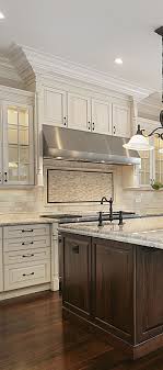 Love The Large Island The Contrast The Tile Design Behind The Cook Top The Prep Sink Idea Kitchen Remodel Small Kitchen Design New Kitchen Cabinets