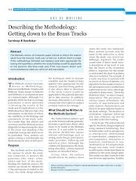 How to introduce methodology in the essay? Pdf Describing The Methodology Getting Down To The Brass Tracks