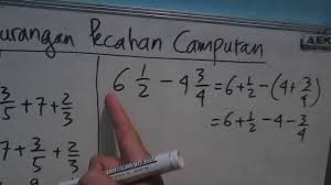 Cara Penjumlahan Dan Pengurangan Pecahan Campuran 2 Youtube