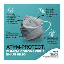 Desarrollado en lomas del mirador, este barbijo protege en un 99,9% del coronavirus y otros gérmenes y bacterias que dañan la salud. Barbijo Conicet Atomprotect Farmacia Zentner