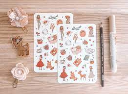 Printed on glossy adhesive vinyl on a 4″x6.25″ sheet. Cottagecore Sticker Sheet Vintage Aesthetic The Primrose Corner