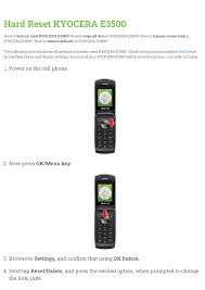 Power button + volume up button. Hard Reset Kyocera E3500 Manualzz