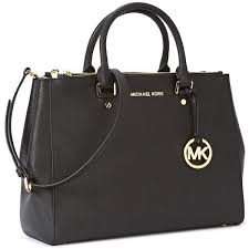 Michael Kors Black And Brown Purse Womens Shoulder Bags Michael Kors Sutton Large Black Leather Tote 505 Liked On Polyvore Featuri Black Tote Purse Black Leather Tote Bag Leather Tote Purse