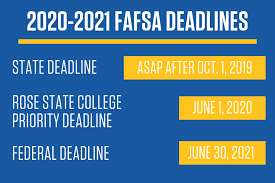 Get the present dates,time reaching a deadline is a complete nightmare any student/individual would dread. The Rose State Guide To The 2020 2021 Fafsa