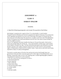 cbse class 10 english worksheet 6