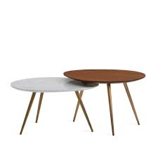 Walnut wood, table, white, lily pad, coffee. Lily Pad Nesting Tables West Elm Work