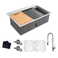 Sichern sie sich jetzt das testsieger aktiendepot. Glacier Bay All In One Drop In Stainless Steel 33 In 4 Hole 50 50 Double Bowl Workstation Sink With Faucet And Accessories Kit 4310f 2 The Home Depot Workstation Sink Sink Kitchen Work Station